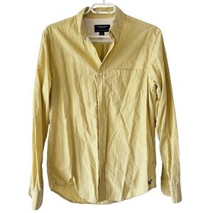 American Eagle Yellow Striped Button-Down Shirt Athletic Fit Size S vintage